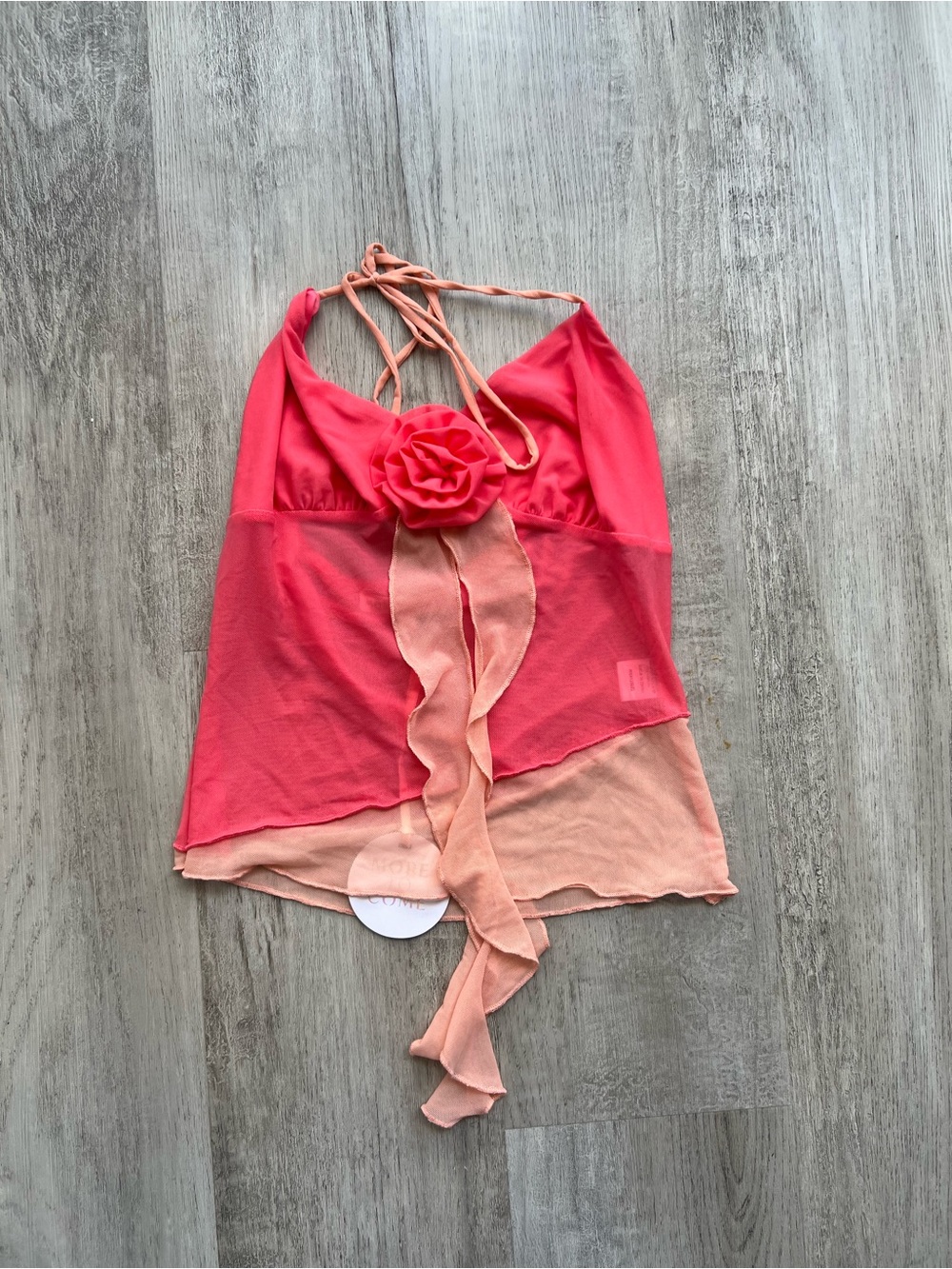 REVOLVE Pink and Peach Halter Floral-Accent Camisole